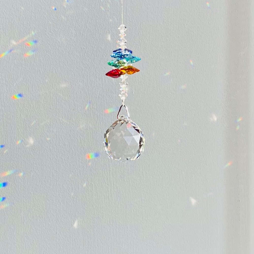 Sun Catcher: Hanging Orb with Rainbow Drops